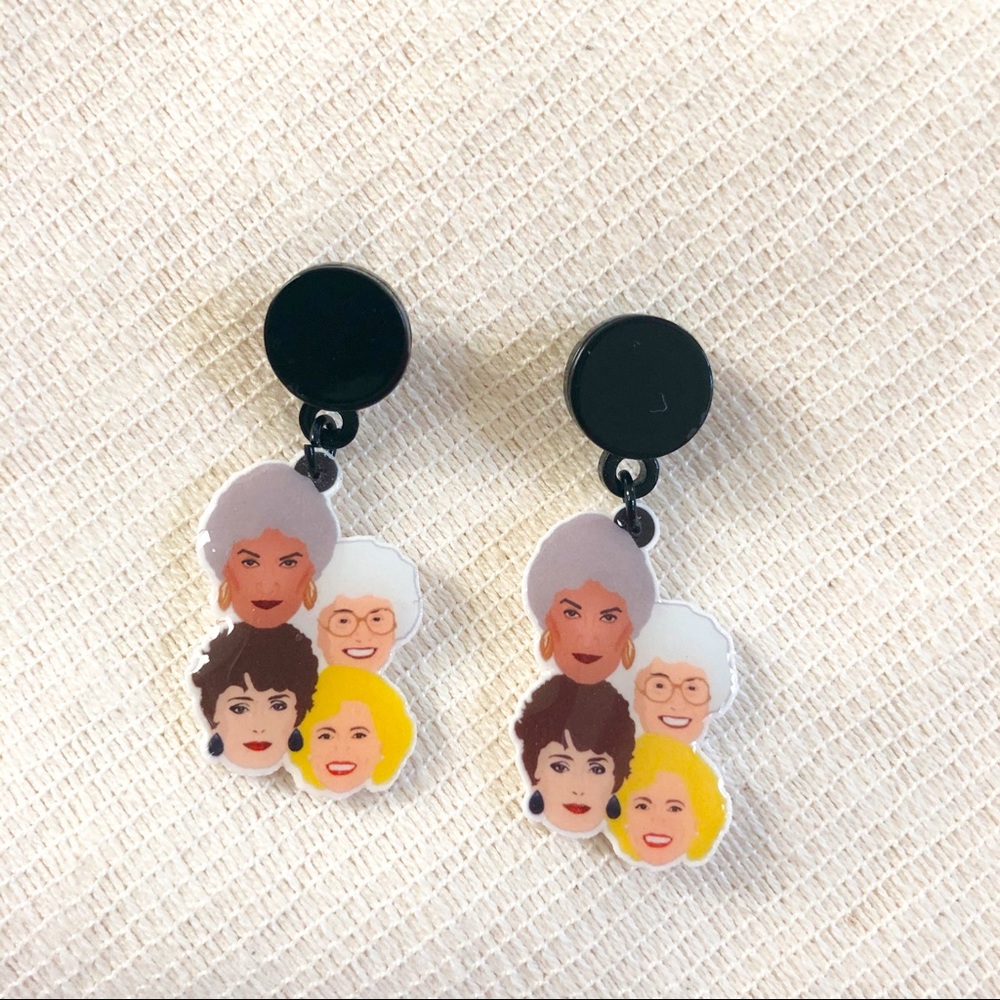 The Golden Girls Sophia Blanche Dorothy Rose Acrylic Post Dangle Earrings New